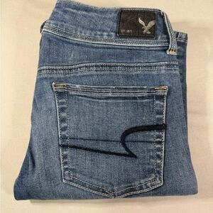 American Eagle Kick Boot Jeans Womens 4 Blue Super Stretch